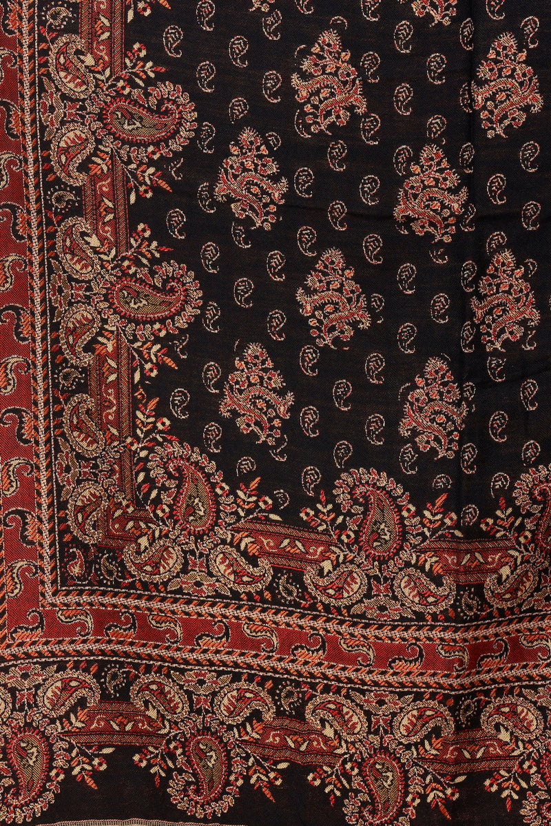 KRITI Kashmiri Design Woollen Black Color Stole For Girl