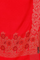 KRITI Floral Border Woollen Red Color Stole For Girl