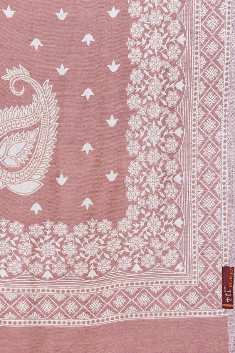 KRITI Floral Designer Woollen Brownish Stole For Girl