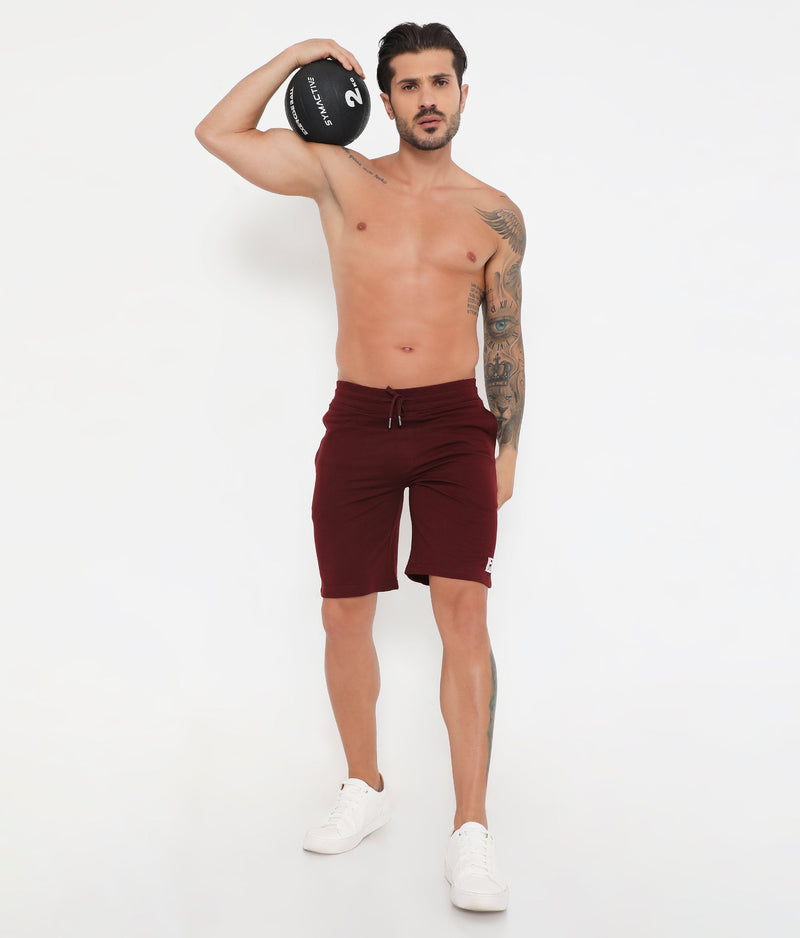 Men 002 Active Cotton Shorts - Maroon