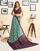 Ready To Wear Green Cotton Printed Saree