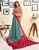 Ready To Wear Green Cotton Printed Saree