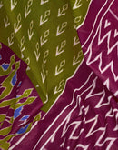 Ready To Wear Green Cotton Ikkat Printed Saree