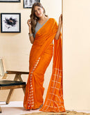 Ready To Wear Orange Cotton Printed Saree