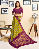 Ready To Wear Green Cotton Printed Saree