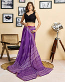 Ready To Wear Purple Linen Printed Saree