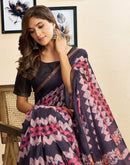 Ready To Wear Dusty Purple Linen Printed Saree