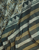 Ready To Wear Grey Linen Printed Saree