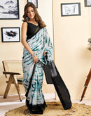 Ready To Wear White Linen Printed Saree