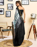 Ready To Wear White Linen Printed Saree