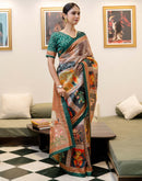 Ready To Wear Multicoloured Silk Printed Saree