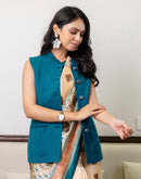 Ready To Wear Beige Silk Printed Saree