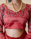 Ready To Wear Off White Silk Printed Saree