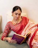 Ready To Wear Off White Silk Printed Saree