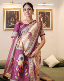 Ready To Wear Dark Beige Silk Printed Saree
