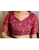 Ready To Wear Dusty Wine Linen Printed Saree