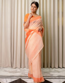Ready To Wear Off White Linen Printed Saree