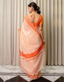 Ready To Wear Off White Linen Printed Saree