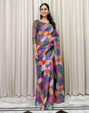 Ready To Wear Multicoloured Cotton Printed Saree