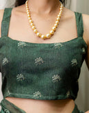 Ready To Wear Dusty Green Cotton Printed Saree