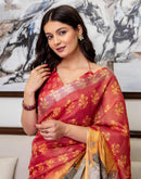 Ready To Wear Dusty Orange Cotton Printed Saree