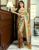 Ready To Wear Pista Green Silk Printed Saree