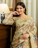 Ready To Wear Pista Green Silk Printed Saree
