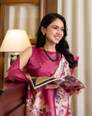 Ready To Wear Peach Silk Madhubani Printed Saree
