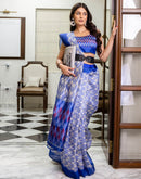 Ready To Wear Lavender Silk Ikkat Printed Saree