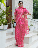 Ready To Wear Pink Silk Printed Saree