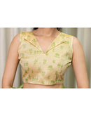 Ready To Wear Parrot green Silk Printed Saree