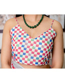 Ready To Wear White Linen Printed Saree