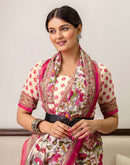 Ready To Wear Off White Linen Printed Saree