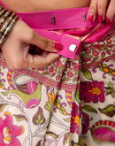 Ready To Wear Off White Linen Printed Saree