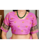Ready To Wear Light Cream Linen Printed Saree