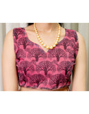 Ready To Wear Pink Linen Printed Saree