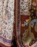 Ready To Wear Off White Linen Printed Saree