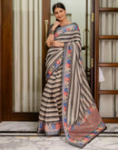 Ready To Wear Beige Cotton Printed Saree