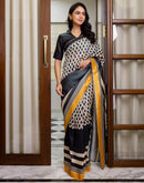 Ready To Wear Beige Silk Printed Saree