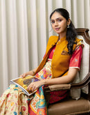 Ready To Wear Beige Silk Printed Saree