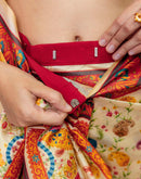 Ready To Wear Beige Silk Printed Saree