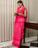 Ready To Wear Coral Pink Linen Printed Saree