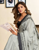 Ready To Wear Off White Chinnon Printed Saree