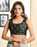 Ready To Wear Off White Chinnon Printed Saree