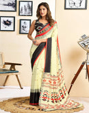 Ready To Wear Beige Chinnon Printed Saree