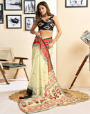 Ready To Wear Beige Chinnon Printed Saree