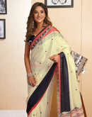 Ready To Wear Beige Chinnon Printed Saree