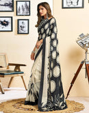 Ready To Wear Off White Chinnon Printed Saree