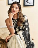 Ready To Wear Off White Chinnon Printed Saree