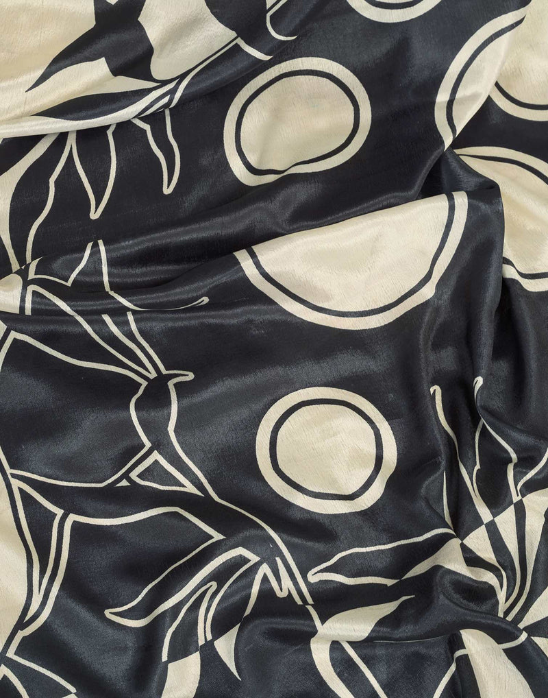 Ready To Wear Off White Chinnon Printed Saree